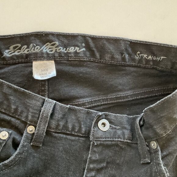 Eddie Bauer Straight Leg Specially Dyed Jeans Men’s 34x32 Black Denim Stretch - Picture 6 of 11